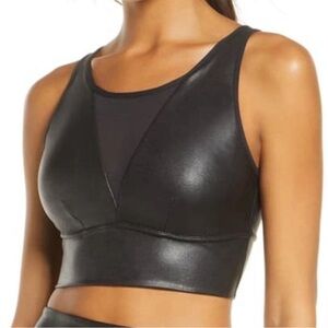 SPANX Faux Leather Medium Impact Longline Sports Bra